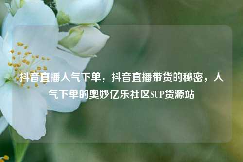 抖音直播人气下单，抖音直播带货的秘密，人气下单的奥妙亿乐社区SUP货源站  第1张