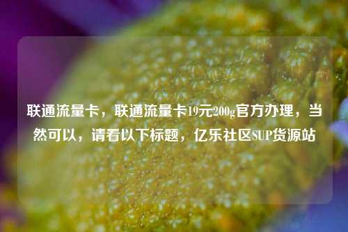 联通流量卡，联通流量卡19元200g官方办理，当然可以	，请看以下标题，亿乐社区SUP货源站  第1张
