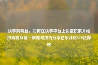 快手刷粉丝，如何在快手平台上快速积累并维持高粉丝量—策略与技巧分享亿乐社区SUP货源站