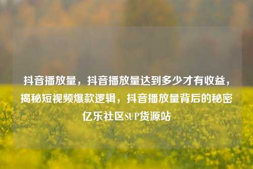 抖音播放量，抖音播放量达到多少才有收益，揭秘短视频爆款逻辑，抖音播放量背后的秘密亿乐社区SUP货源站  第1张
