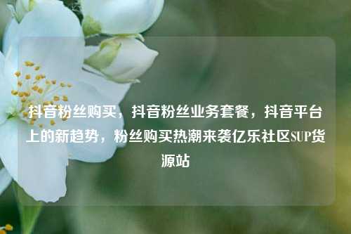 抖音粉丝购买，抖音粉丝业务套餐	，抖音平台上的新趋势，粉丝购买热潮来袭亿乐社区SUP货源站  第1张