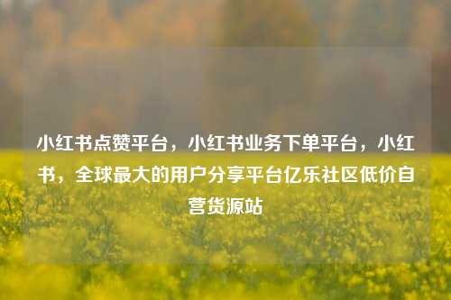 小红书点赞平台	，小红书业务下单平台，小红书，全球最大的用户分享平台亿乐社区低价自营货源站  第1张