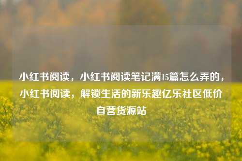 小红书阅读，小红书阅读笔记满15篇怎么弄的	，小红书阅读，解锁生活的新乐趣亿乐社区低价自营货源站  第1张