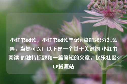 小红书阅读，小红书阅读笔记10篇加5积分怎么弄	，当然可以！以下是一个基于关键词 小红书阅读 的独特标题和一篇简短的文章，亿乐社区SUP货源站  第1张