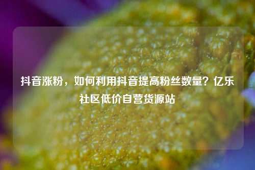 抖音涨粉，如何利用抖音提高粉丝数量？亿乐社区低价自营货源站  第1张